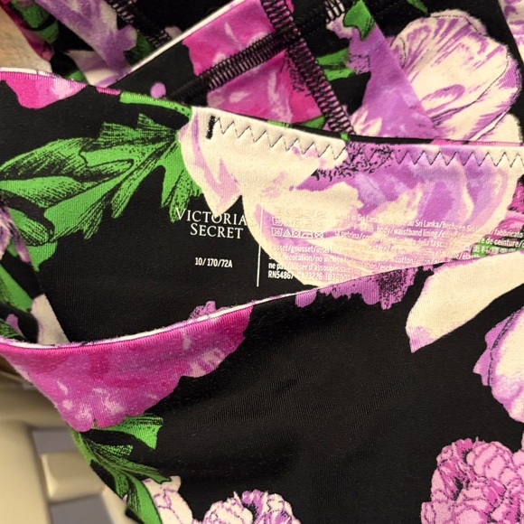 Victoria's Secret Leggings - Purple, Pink, Black Floral - Picture 4 of 5